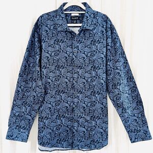 NWT Jos A Bank Blue Paisley Lightweight Satin Button Down Dress Shirt 2XLT